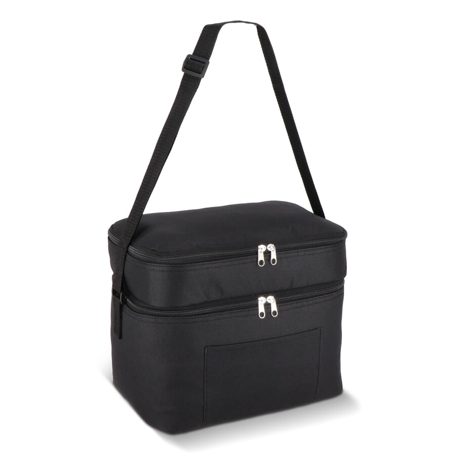 R-PET 600D Dual compartment cooler bag 30 x 20 x 24 cm 12L, Black, product image (1)
