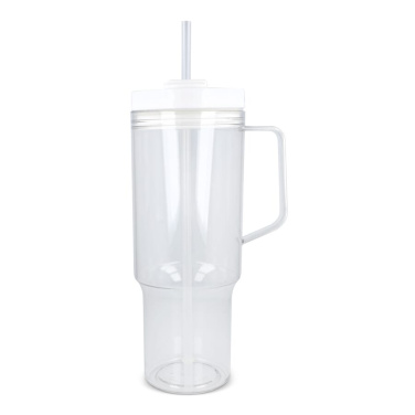 Miami mug with handle Transparent 1.2 L R-PET, Transparent / White, product image (3)