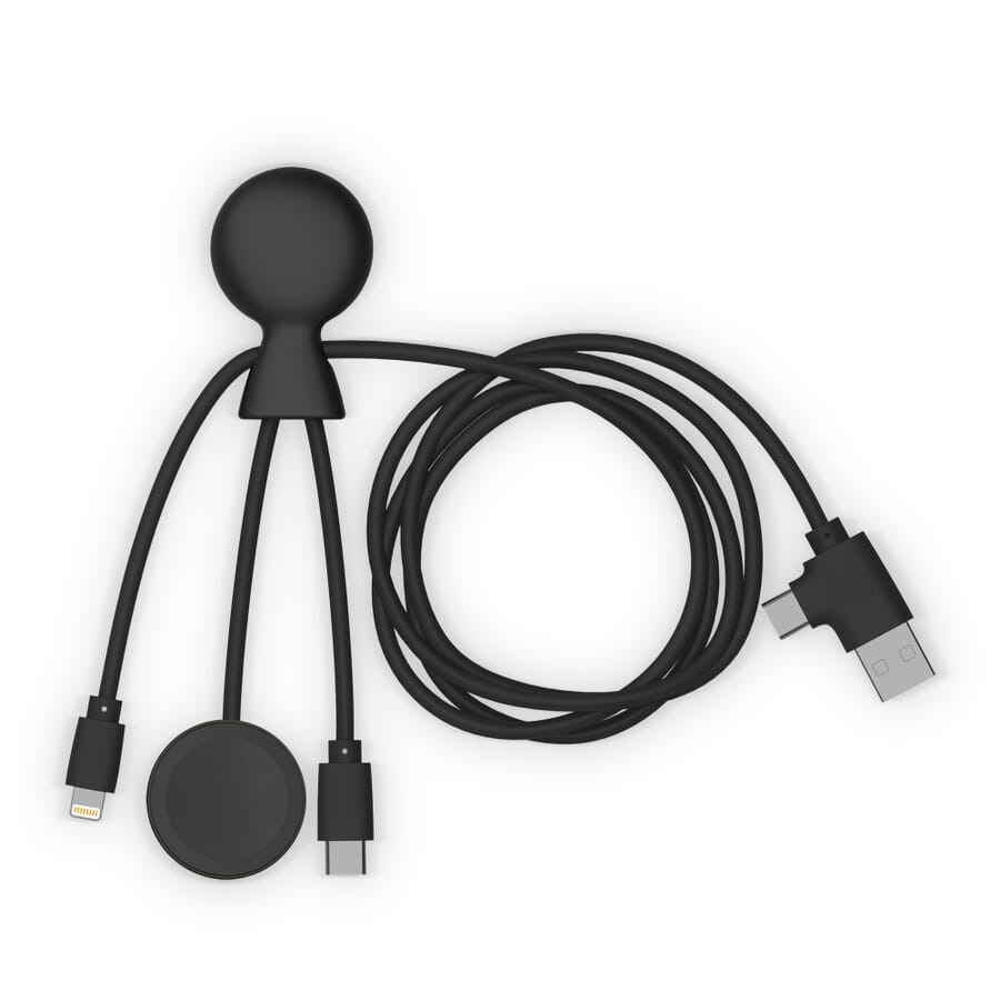 Xoopar Mr. Bio Long Multi Cable for Apple/Samsung Watch 1 Meter, Black, product image (1)