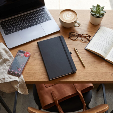 Notebook Olmo Hard Cover PU A5 with Sticky Notes, Black, product image (3)
