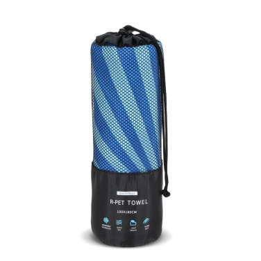 R-PET quick dry beach towel 100x180 cm with pouch (200g/m²) sublimation, Blue, product image (3)