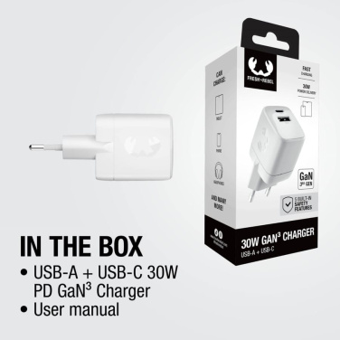 Fresh 'n Rebel 30W Fast Charger GaN USB-C & USB-A, Light Grey, product image (4)