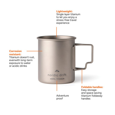 Nordic Drift Trail Ultra Light Titanium 450ml Cup, silver, product image (2)