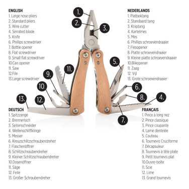 Wood multitool, brown, detail view (2)