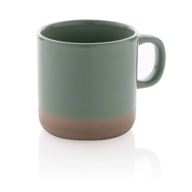 Glazed ceramic mug 360ml, green, detail view (1)