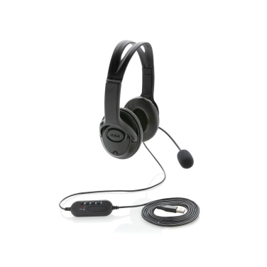 Over ear wired work headset, black, detail view (1)