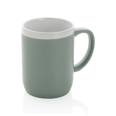 Ceramic mug with white rim 300ml, green, detail view (1)
