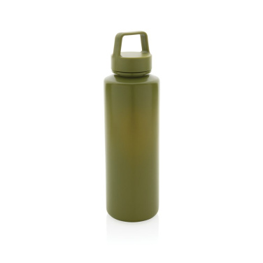 RCS certified recycled PP water bottle with handle, green, detail view (1)