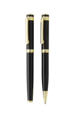 Swiss Peak Luca RCS recycled brass deluxe pen set, black, detail view (1)