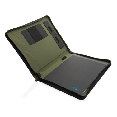 Impact Aware™ deluxe 300D tech portfolio with zipper, green, detail view (3)