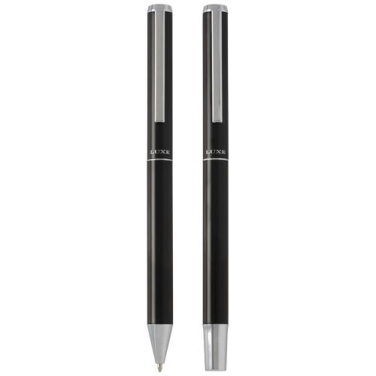 Lucetto recycled aluminium ballpoint and rollerball pen gift set, Solid black, product image (1)