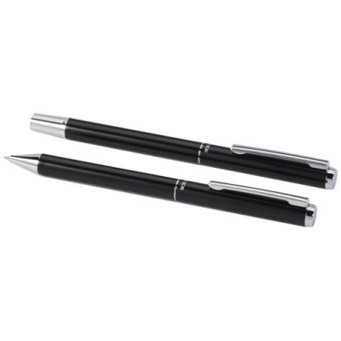 Lucetto recycled aluminium ballpoint and rollerball pen gift set, Solid black, product image (3)