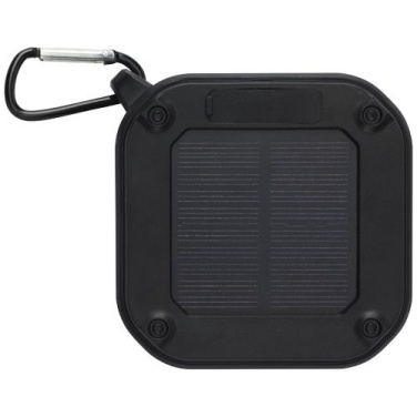 Solo 3W IPX5 RCS recycled plastic solar Bluetooth® speaker with carabiner , Solid black, product image (2)