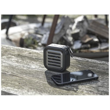 Solo 3W IPX5 RCS recycled plastic solar Bluetooth® speaker with carabiner , Solid black, product image (3)