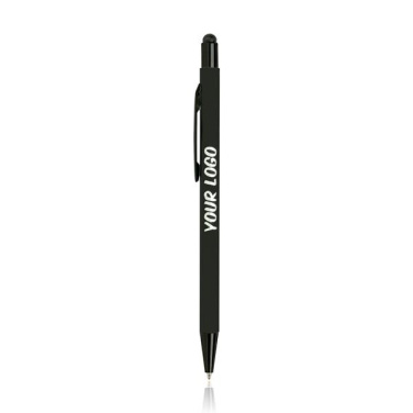 Rubberized aluminium ball pen, with touch / Fabir, Black, product image (2)