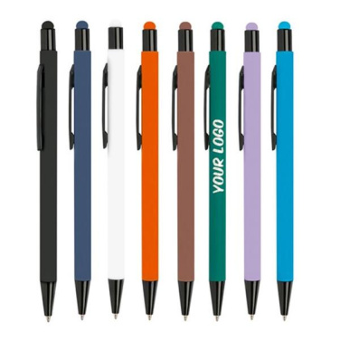 Rubberized aluminium ball pen, with touch / Fabir, Black, product image (3)