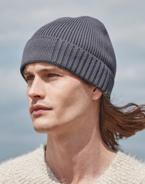 Organic Cotton Engineered Patch Beanie, black - Beechfield (3)