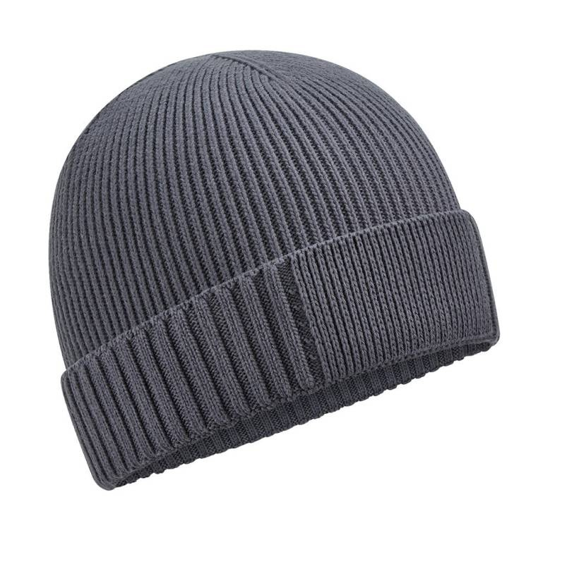 Organic Cotton Engineered Patch Beanie, Graphite Grey - Beechfield (1)