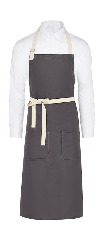 SANTORINI - Contrasted Bib Apron with Pocket, grey - SG Accessories - BISTRO (1)