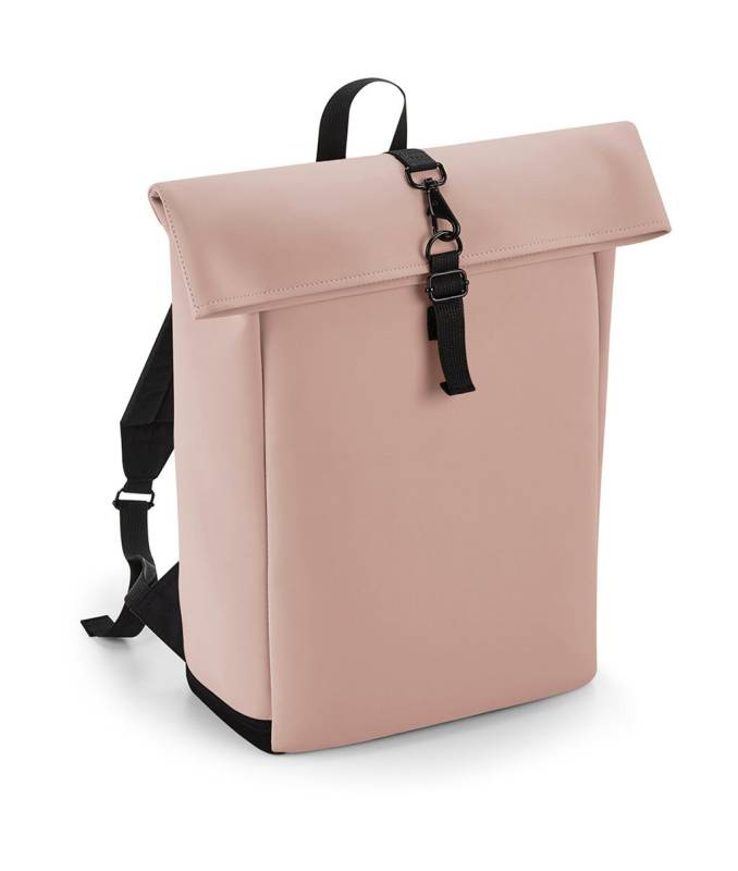Matte PU Rolltop Backpack, Nude Pink - Bagbase (1)
