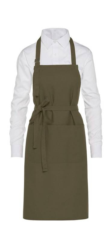 LISBON - Cotton Heavyweight Bib Apron with Pocket, olive - SG Accessories - BISTRO