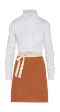 SANTORINI - Contrasted Bistro Apron with Pocket, Burnt Orange