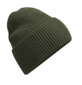 Oversized Cuffed Beanie, Olive Green