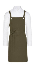 PROVENCE - Crossover Eyelets Bib Apron with Pocket, olive