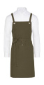 PROVENCE - Crossover Eyelets Bib Apron with Pocket, olive