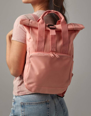 Recycled Mini Twin Handle Roll-Top Backpack, Blush Pink - Bagbase (2)