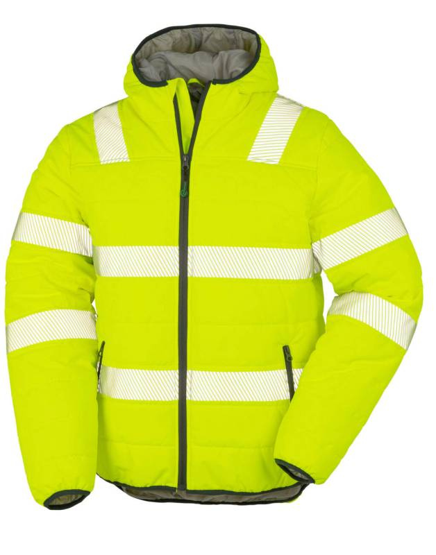 Recycled Ripstop Padded Safety Jacket, Fluorescent Yellow - Result Recycled (1)