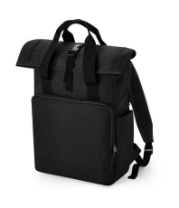 Recycled Twin Handle Roll-Top Laptop Backpack, black