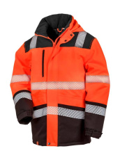 Printable Waterproof Softshell Safety Coat, Fluorescent Orange/Black