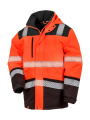 Printable Waterproof Softshell Safety Coat, Fluorescent Orange/Black