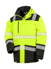 Printable Waterproof Softshell Safety Coat, Fluorescent Yellow/Black