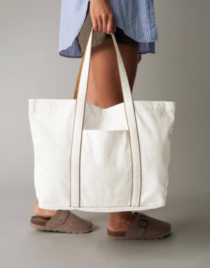 Courtside Large Tote, Soft White/Bottle Green - Westford Mill (2)