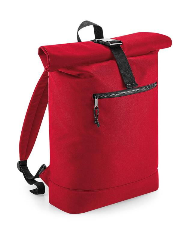 Recycled Roll-Top Backpack, Classic Red - Bagbase (1)