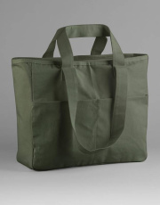 Double Handle Cargo Pocket Tote, Olive Green