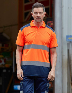 Fluo 2-Tone Polo, fluorescent orange/navy - Yoko (2)