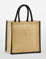 Natural Starched Jute Mini Gift Bag, natural/black