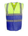 Hi-Vis Two-Tone Waistcoat, fluorescent yellow/royal blue, Fluo Yellow/Royal Blue