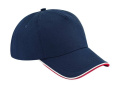 Authentic 5 Panel Cap - Piped Peak, French Navy/Classic Red/White