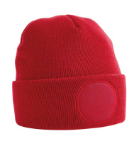 Circular Patch Beanie, Classic Red