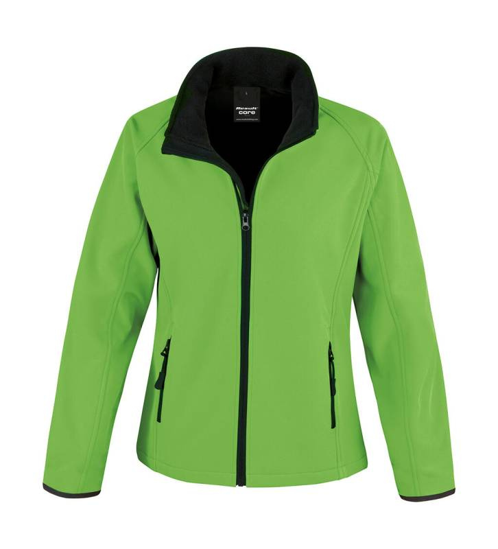 Ladies' Printable Softshell Jacket, Vivid Green/Black – Result Core (1)