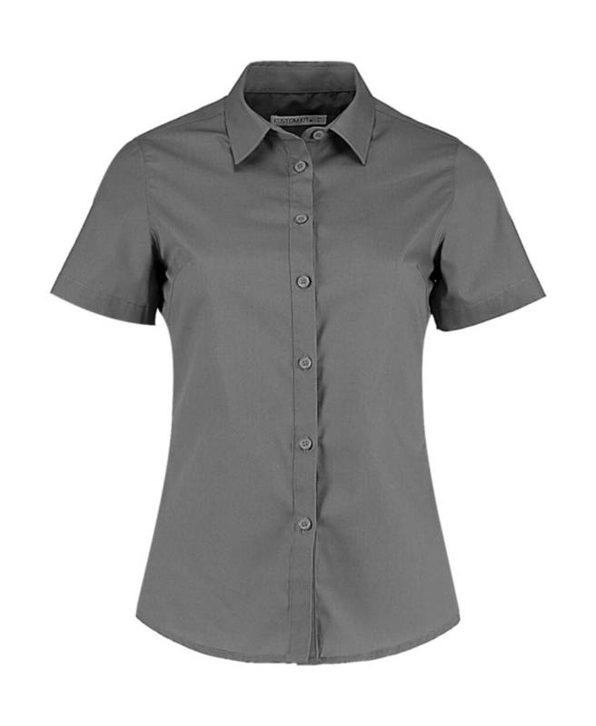 Women's Tailored Fit Poplin Shirt SSL, Graphite – Kustom Kit (1)