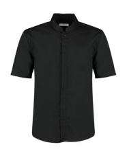 Tailored Fit Mandarin Collar Shirt SSL, black