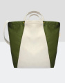 Kiyomi Satin + Velvet Tote Bag, Natural/Olive Green