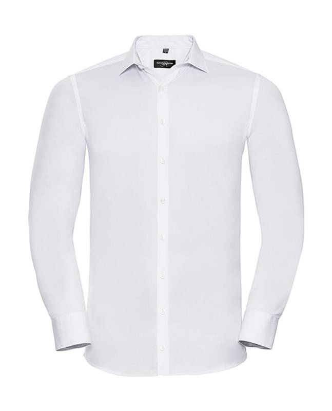 Men's LS Ultimate Stretch Shirt, white – Russell Collection (1)