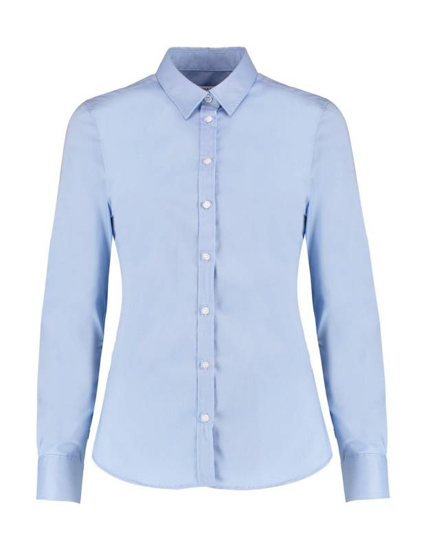 Women's Tailored Fit Stretch Oxford Shirt LS, light blue – Kustom Kit (1)
