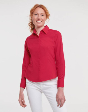 Ladies' LS Fitted Poplin Shirt, white – Russell Collection (2)